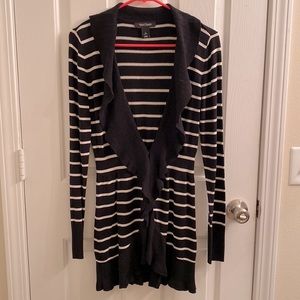 White House Black Market, Black and White Stripped Cardigan, Medium